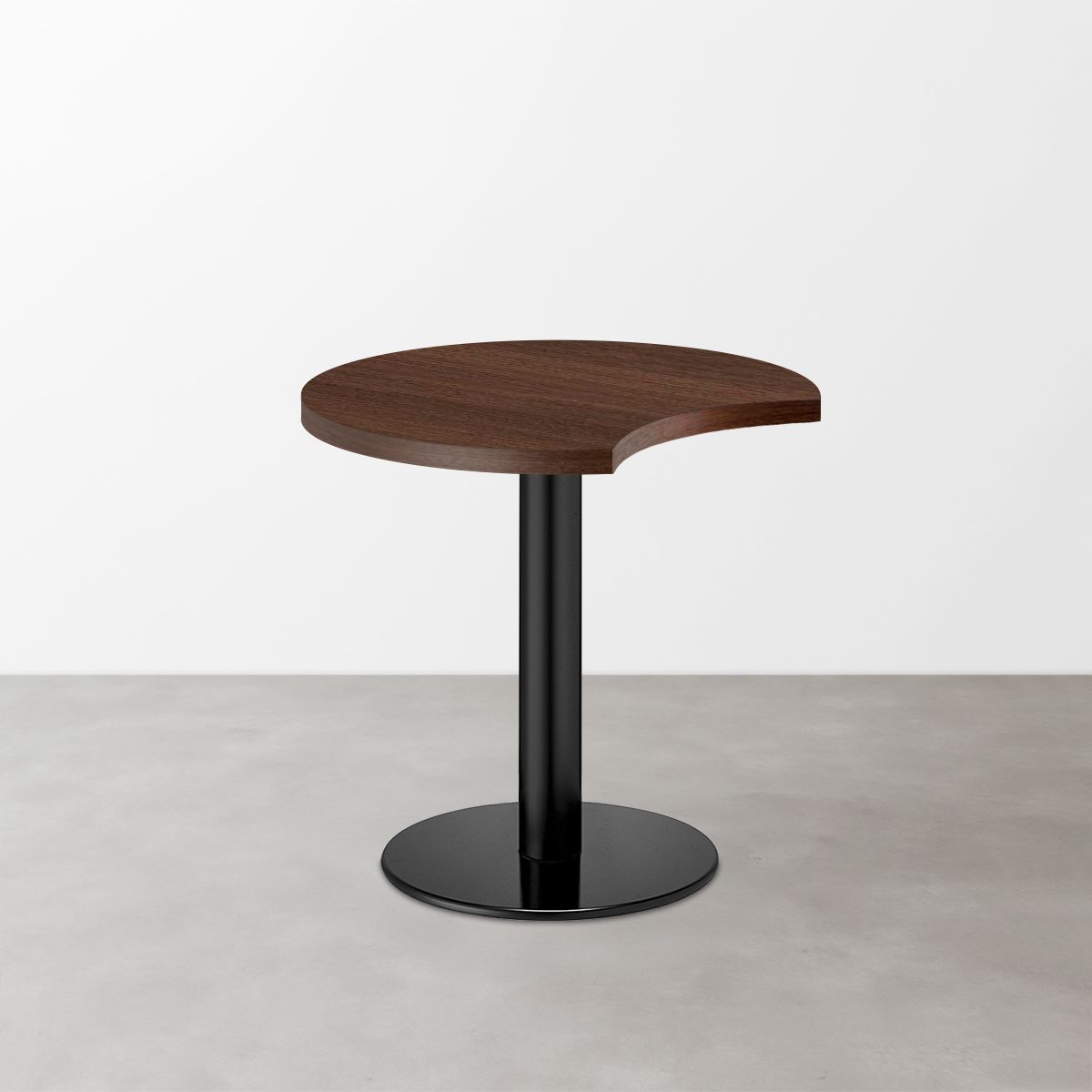 木目 スナックテーブル（三日月天板・φ600）ダークブラウン 丸形ベース脚セット-画像1