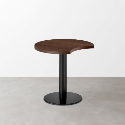 木目 スナックテーブル（三日月天板・φ600）ダークブラウン 丸形ベース脚セット