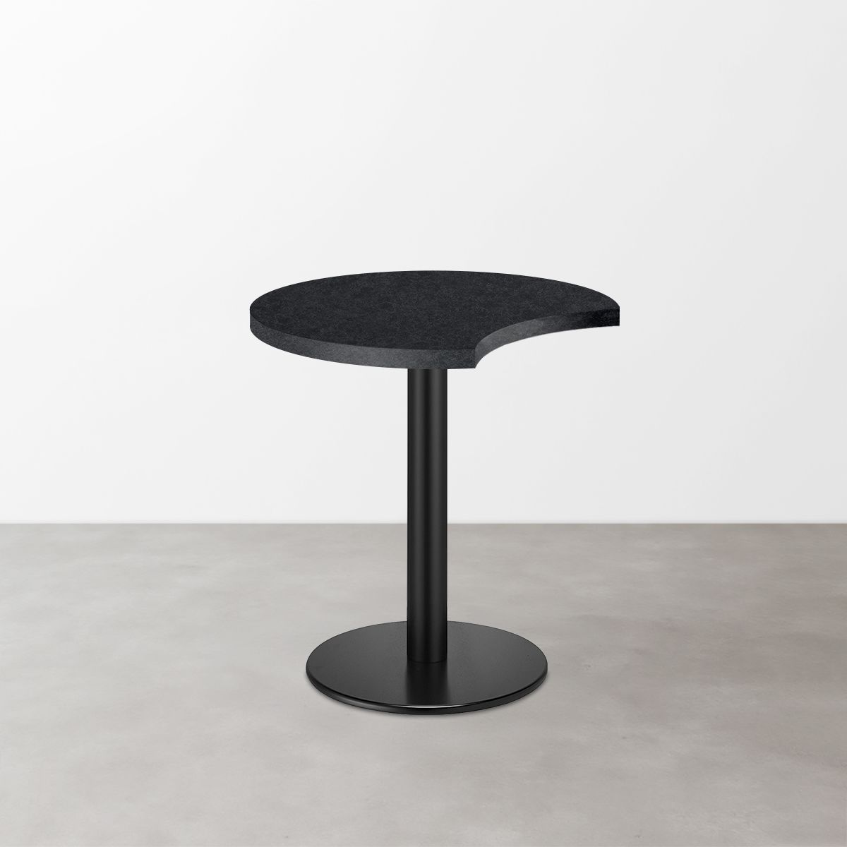 鏡面 スナックテーブル（三日月天板・φ500）ダークネイビー 石目調 丸形ベース脚セット-画像1