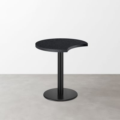 鏡面 スナックテーブル（三日月天板・φ500）ダークネイビー 石目調 丸形ベース脚セット