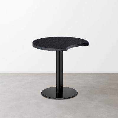 鏡面 スナックテーブル（三日月天板・φ600）ダークネイビー 石目調 丸形ベース脚セット