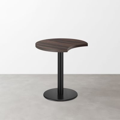 木目鏡面 スナックテーブル（三日月天板・φ500）グレイッシュブラウンゼブラ 丸形ベース脚セット