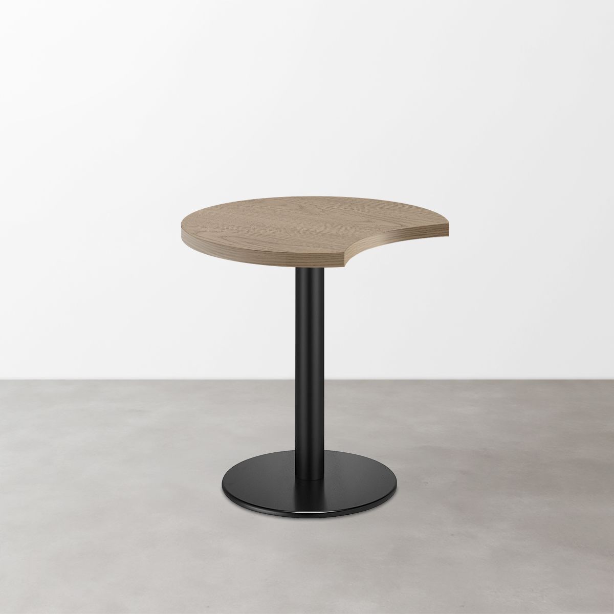 木目 スナックテーブル（三日月天板・φ500）グレイッシュベージュ 丸形ベース脚セット-画像1