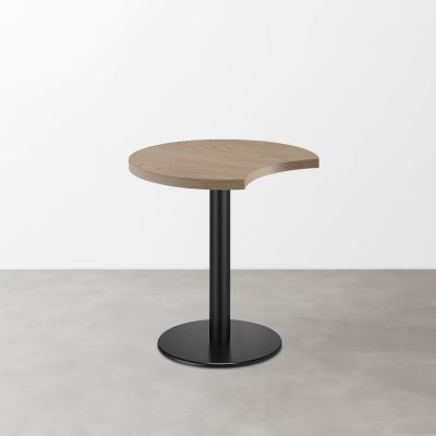 木目 スナックテーブル（三日月天板・φ500）グレイッシュベージュ 丸形ベース脚セット