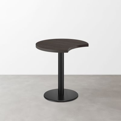 木目 スナックテーブル（三日月天板・φ500）グレイッシュブラック 丸形ベース脚セット