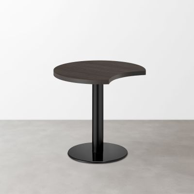 木目 スナックテーブル（三日月天板・φ600）グレイッシュブラック 丸形ベース脚セット