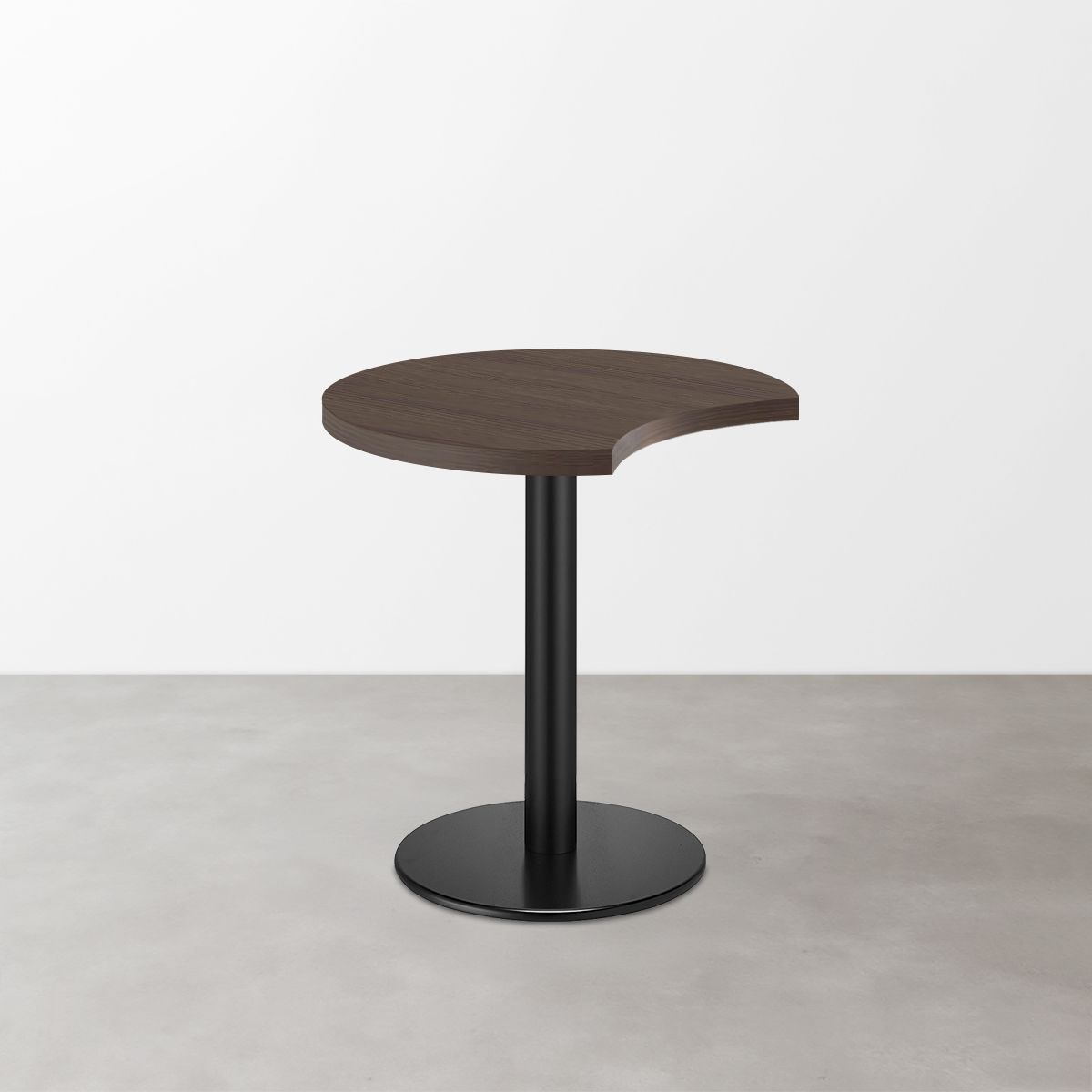 木目 スナックテーブル（三日月天板・φ500）グレイッシュブラウン 丸形ベース脚セット-画像1