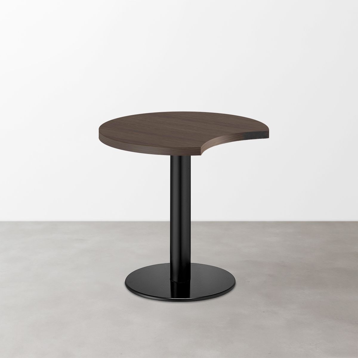 木目 スナックテーブル（三日月天板・φ600）グレイッシュブラウン 丸形ベース脚セット-画像1