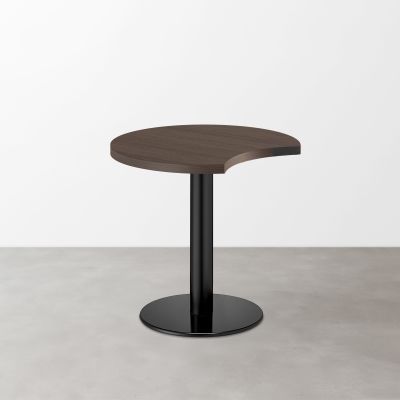 木目 スナックテーブル（三日月天板・φ600）グレイッシュブラウン 丸形ベース脚セット