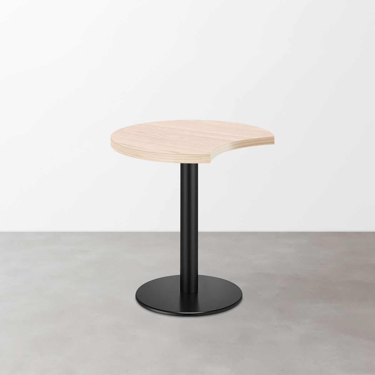 木目 スナックテーブル（三日月天板・φ500）グレイッシュナチュラル 丸形ベース脚セット-画像1