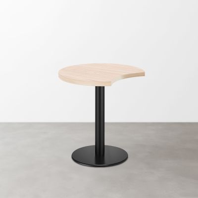 木目 スナックテーブル（三日月天板・φ500）グレイッシュナチュラル 丸形ベース脚セット