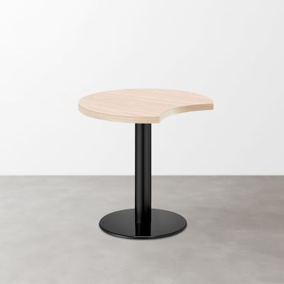 木目 スナックテーブル（三日月天板・φ600）グレイッシュナチュラル 丸形ベース脚セット