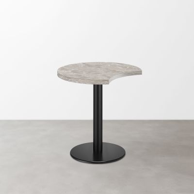 大理石柄 スナックテーブル（三日月天板・φ500）グレーマーブル（グロス）丸形ベース脚セット