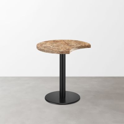 大理石柄 スナックテーブル（三日月天板・φ500）ミディアムマーブル（グロス）丸形ベース脚セット