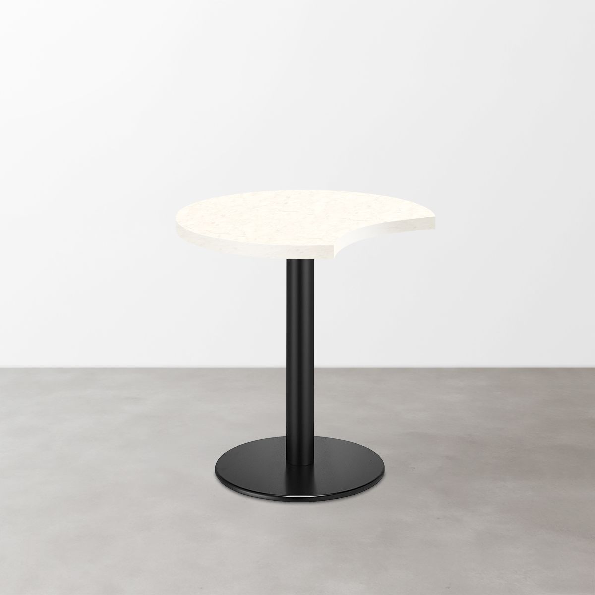 大理石柄 スナックテーブル（三日月天板・φ550）ナチュラルマーブル（グロス）丸形ベース脚セット-画像1