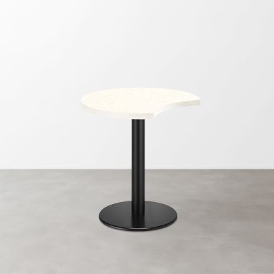 大理石柄 スナックテーブル（三日月天板・φ500）ナチュラルマーブル（グロス）丸形ベース脚セット