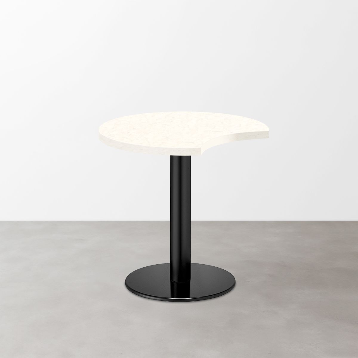 大理石柄 スナックテーブル（三日月天板・φ600）ナチュラルマーブル（グロス）丸形ベース脚セット-画像1