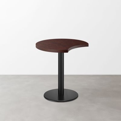 木目鏡面 スナックテーブル（三日月天板・φ500）レッドブラウン 丸形ベース脚セット