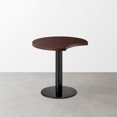 木目鏡面 スナックテーブル（三日月天板・φ600）レッドブラウン 丸形ベース脚セット