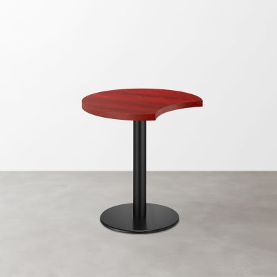 木目鏡面 スナックテーブル（三日月天板・φ550）レッドゼブラ 丸形ベース脚セット