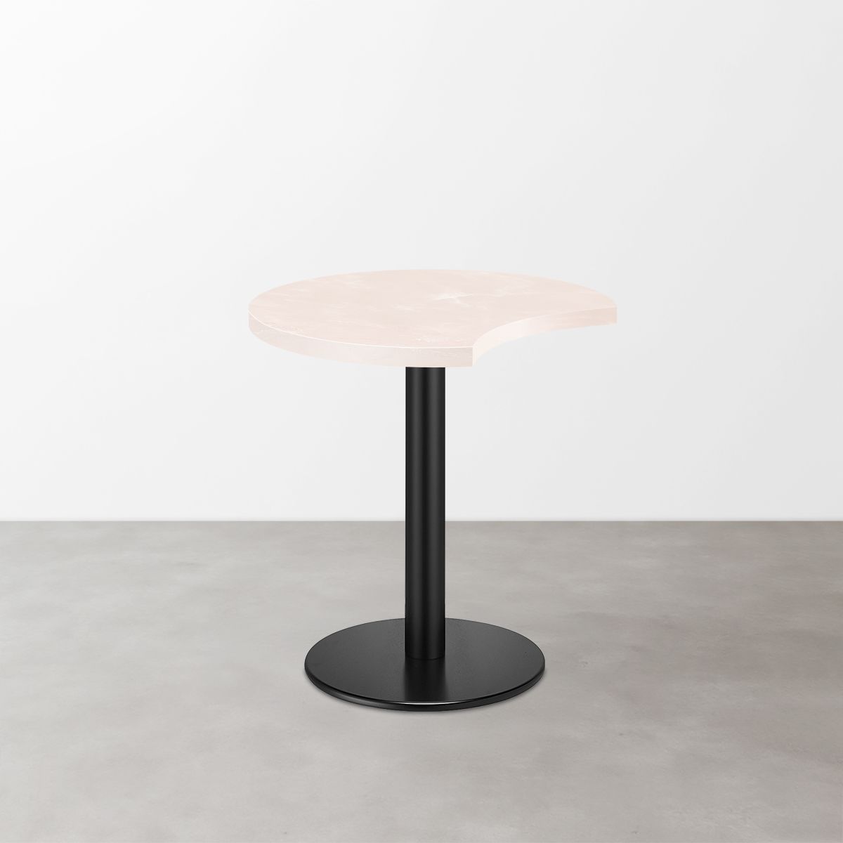 大理石柄 スナックテーブル（三日月天板・φ500）ローズマーブル（グロス）丸形ベース脚セット-画像1
