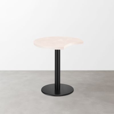 大理石柄 スナックテーブル（三日月天板・φ500）ローズマーブル（グロス）丸形ベース脚セット