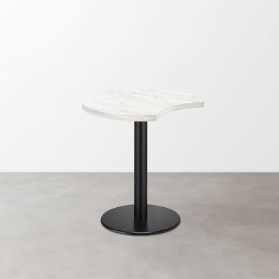 大理石柄 スナックテーブル（三日月天板・φ500）ホワイトグレー（マット）丸形ベース脚セット