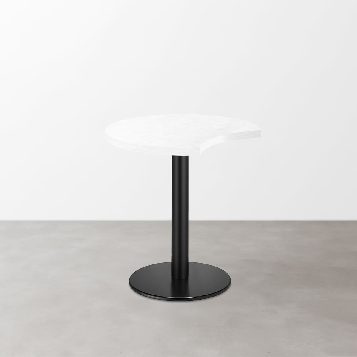 鏡面 スナックテーブル（三日月天板・φ550）ホワイトセラミック 丸形ベース脚セット-画像1