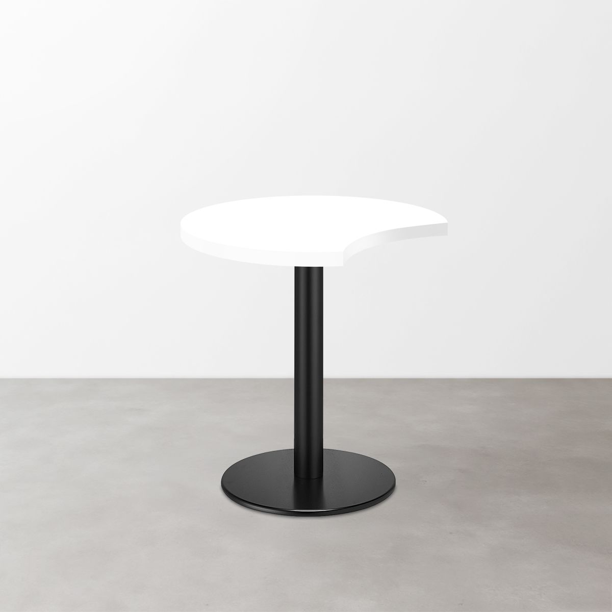 鏡面 スナックテーブル（三日月天板・φ550）グロスホワイト 丸形ベース脚セット-画像1