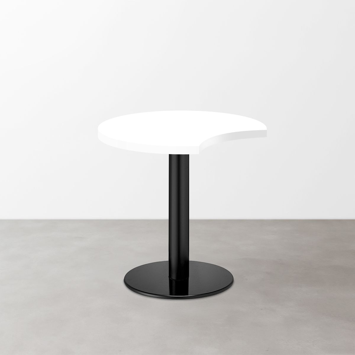 鏡面 スナックテーブル（三日月天板・φ600）グロスホワイト 丸形ベース脚セット-画像1