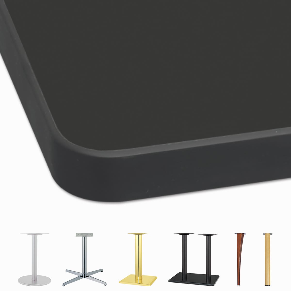 メラミン天板（厚口ソフトエッジ）ブラック（エンボス）DS-MBE-画像1