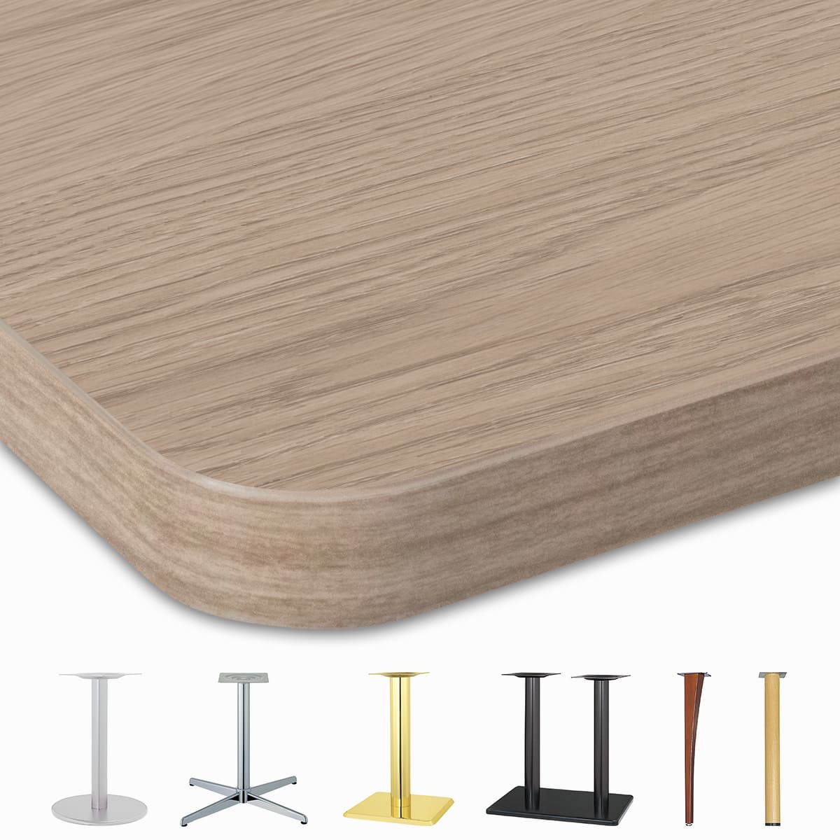 木目メラミン天板(樹脂エッジ・かど丸 40R)グレイッシュベージュ GBE-WD-AHR-画像1