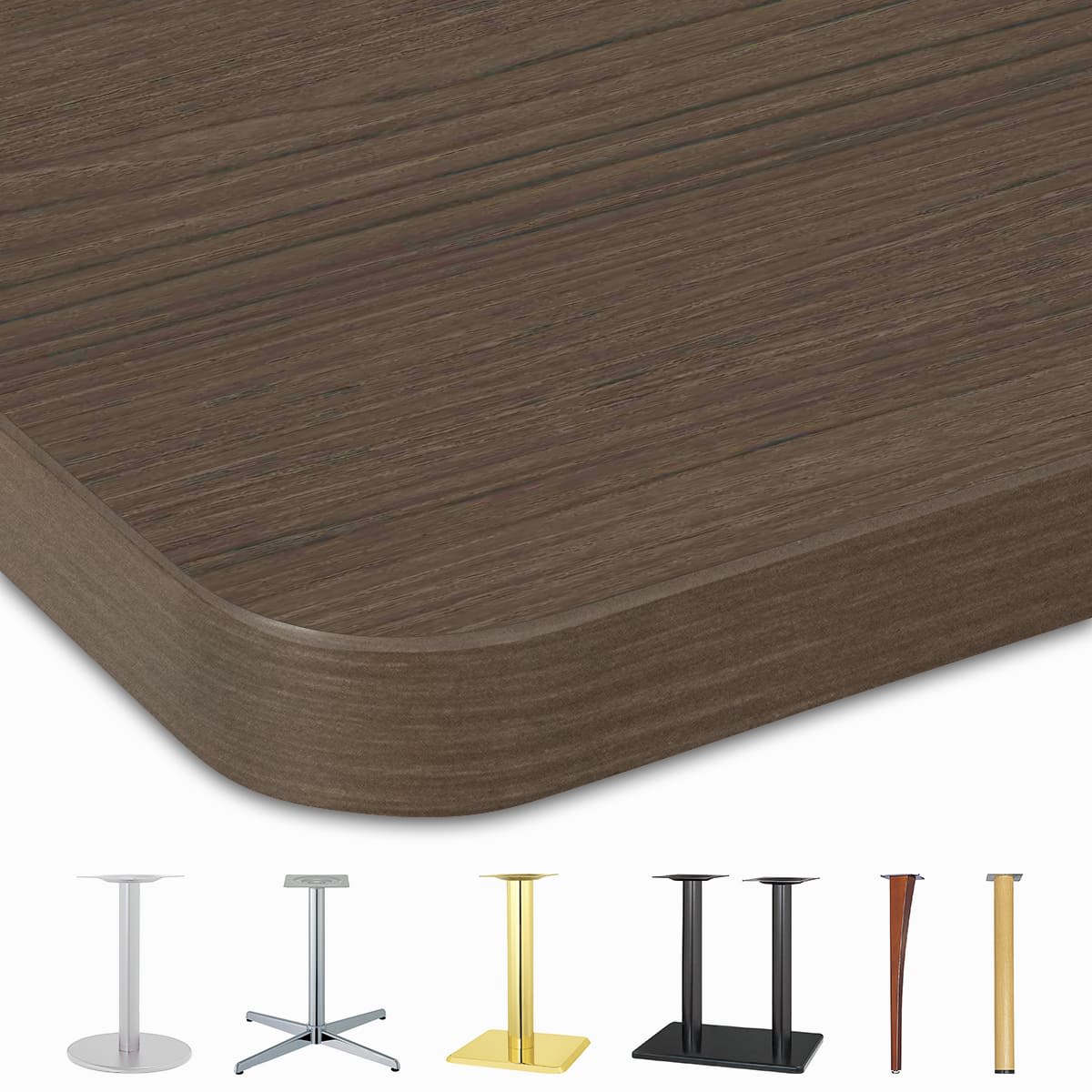 木目メラミン天板(樹脂エッジ・かど丸 40R)グレイッシュブラウン GBR-WD-AHR-画像1