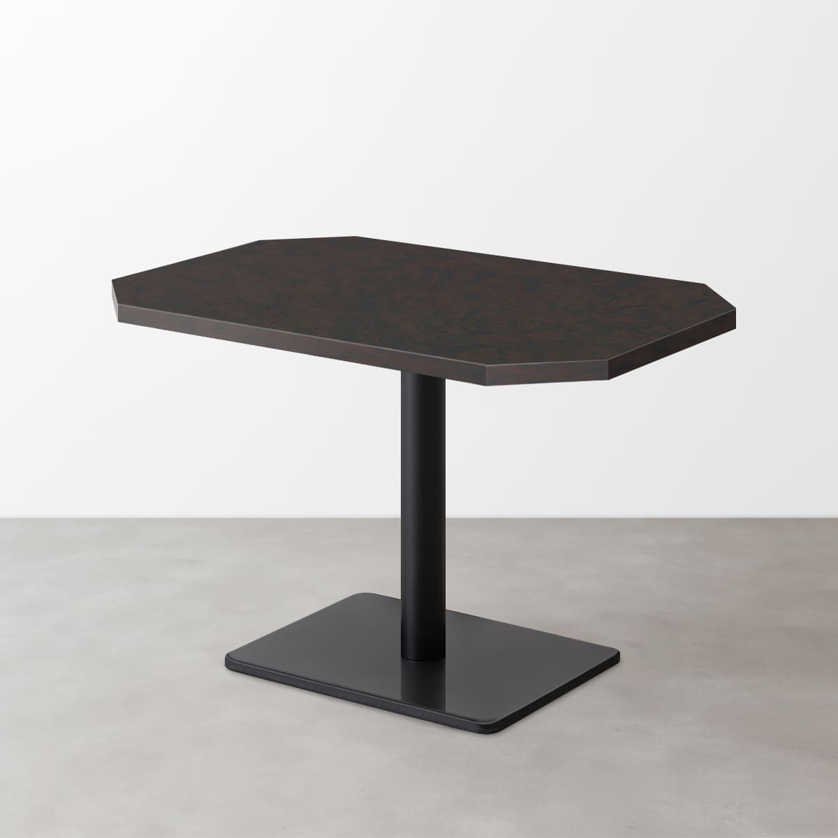 木目鏡面 スナックテーブル（角落し天板・D500）ブラックブラウン 長方形ベース脚セット-画像1