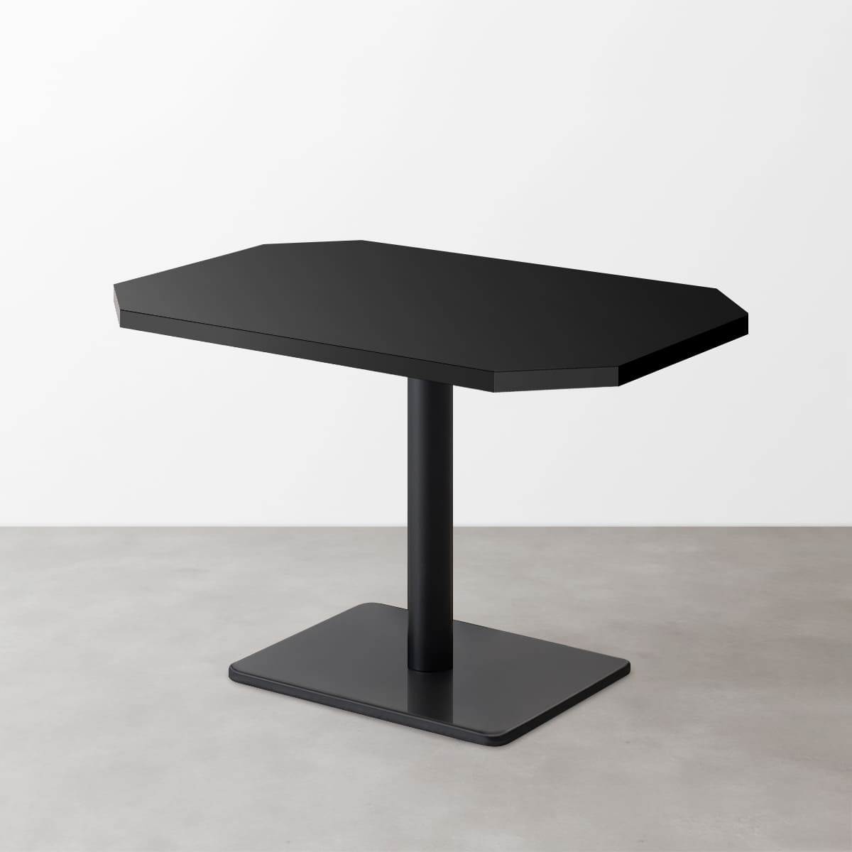 鏡面 スナックテーブル（角落し天板・D500）グロスブラック 長方形ベース脚セット-画像1