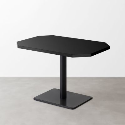 鏡面 スナックテーブル（角落し天板・D500）グロスブラック 長方形ベース脚セット