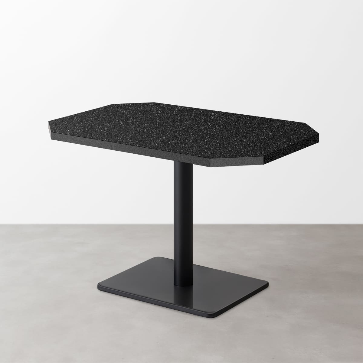 鏡面 スナックテーブル（角落し天板・D500）ブラック ラメ入り 長方形ベース脚セット-画像1