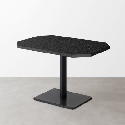 鏡面 スナックテーブル（角落し天板・D500）ブラック ラメ入り 長方形ベース脚セット