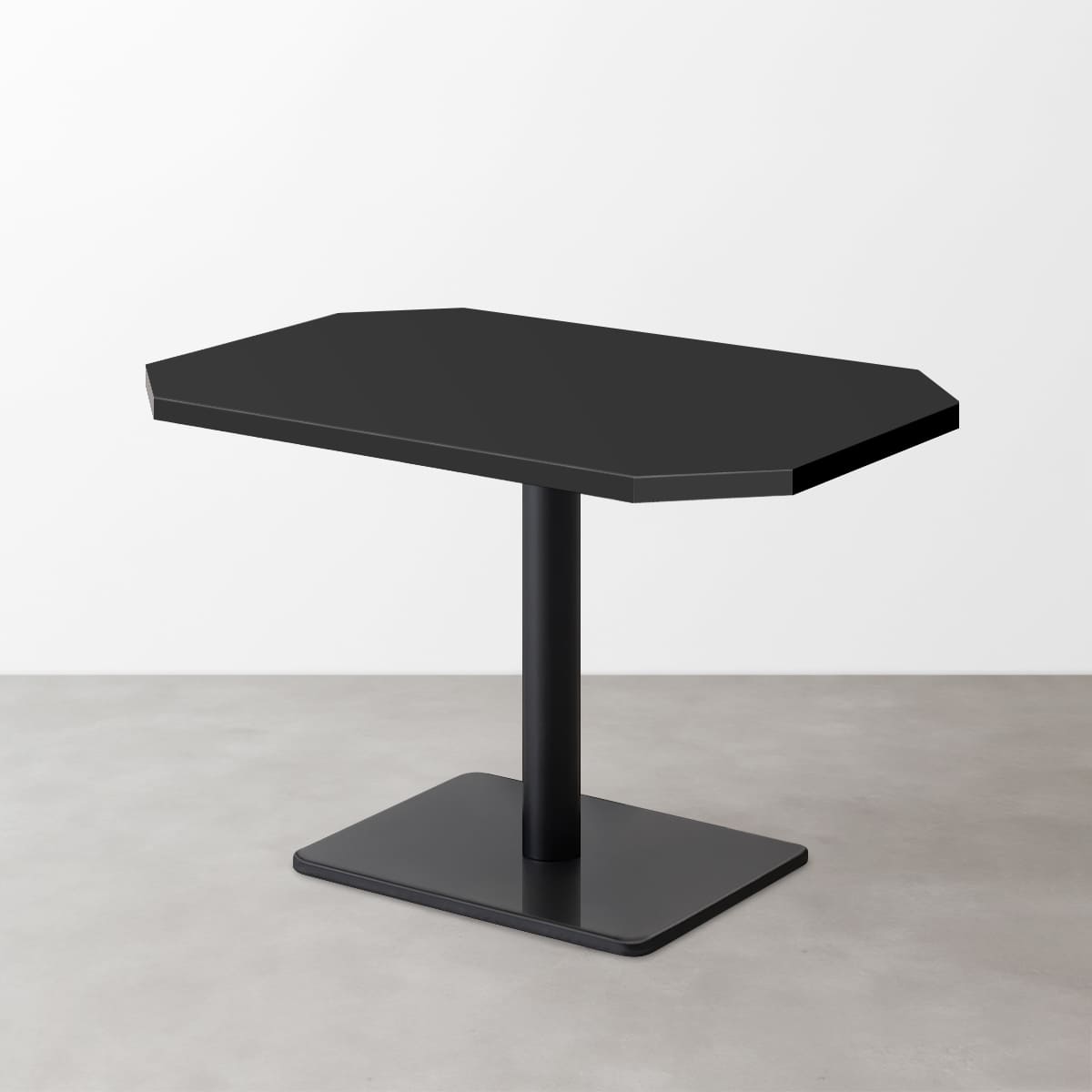 スナックテーブル（角落し天板・D500）マットブラック 長方形ベース脚セット-画像1