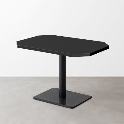 スナックテーブル（角落し天板・D500）マットブラック 長方形ベース脚セット