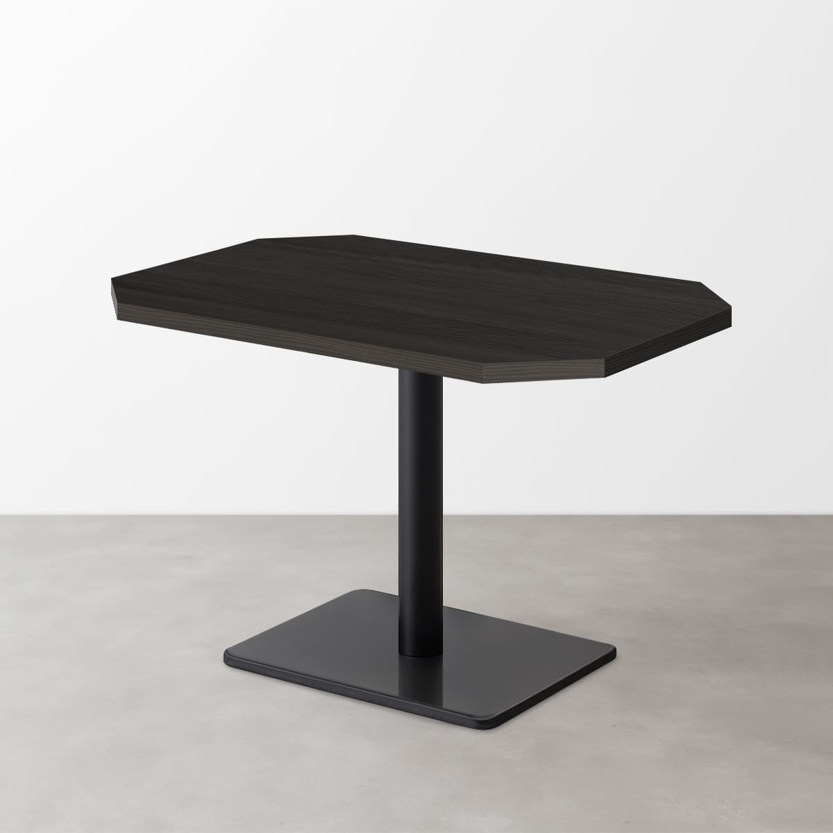 木目 スナックテーブル（角落し天板・D550）ブラック 柾目 長方形ベース脚セット-画像1