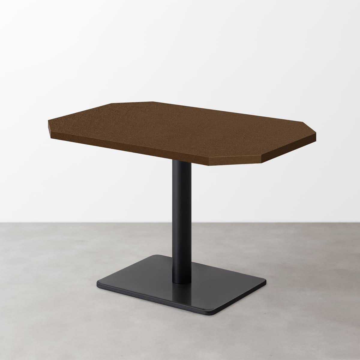 スナックテーブル（角落し天板・D500）ブラウン レザー調 つや消し 長方形ベース脚セット-画像1