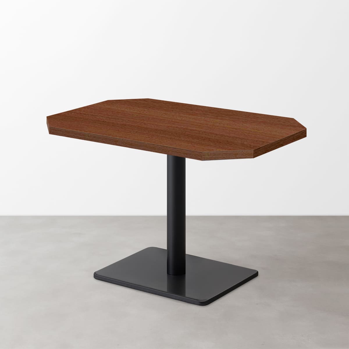 木目 スナックテーブル（角落し天板・D500）ブラウン 長方形ベース脚セット-画像1