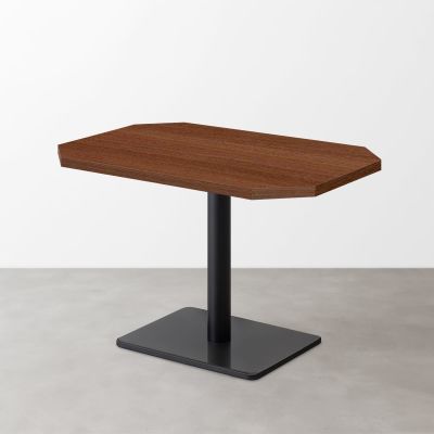 木目 スナックテーブル（角落し天板・D500）ブラウン 長方形ベース脚セット