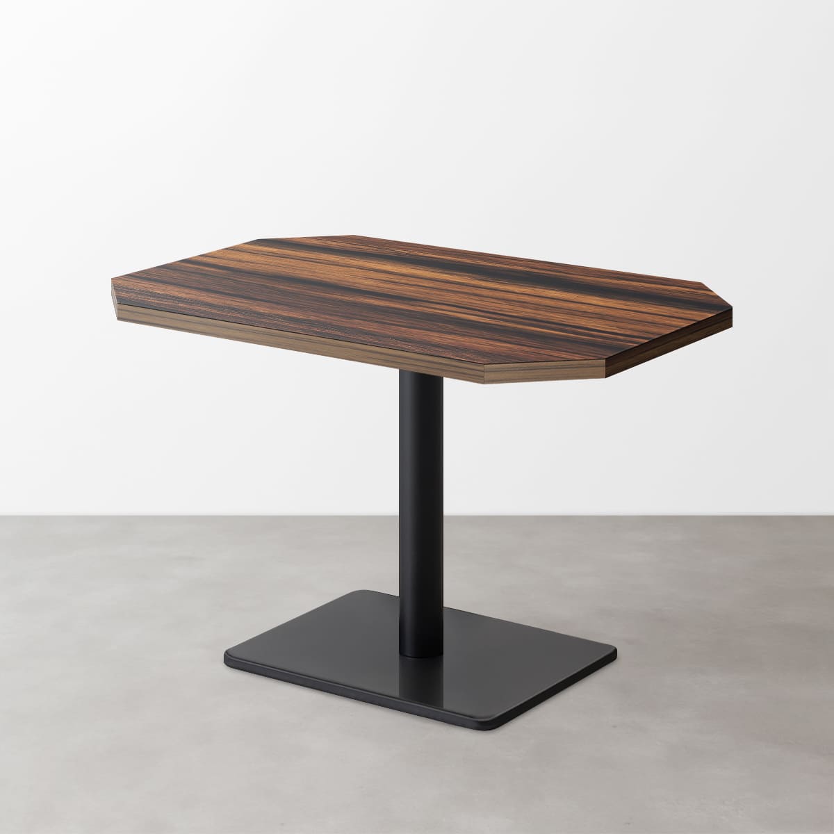 木目鏡面 スナックテーブル（角落し天板・D500）ブラウンゼブラ 長方形ベース脚セット-画像1