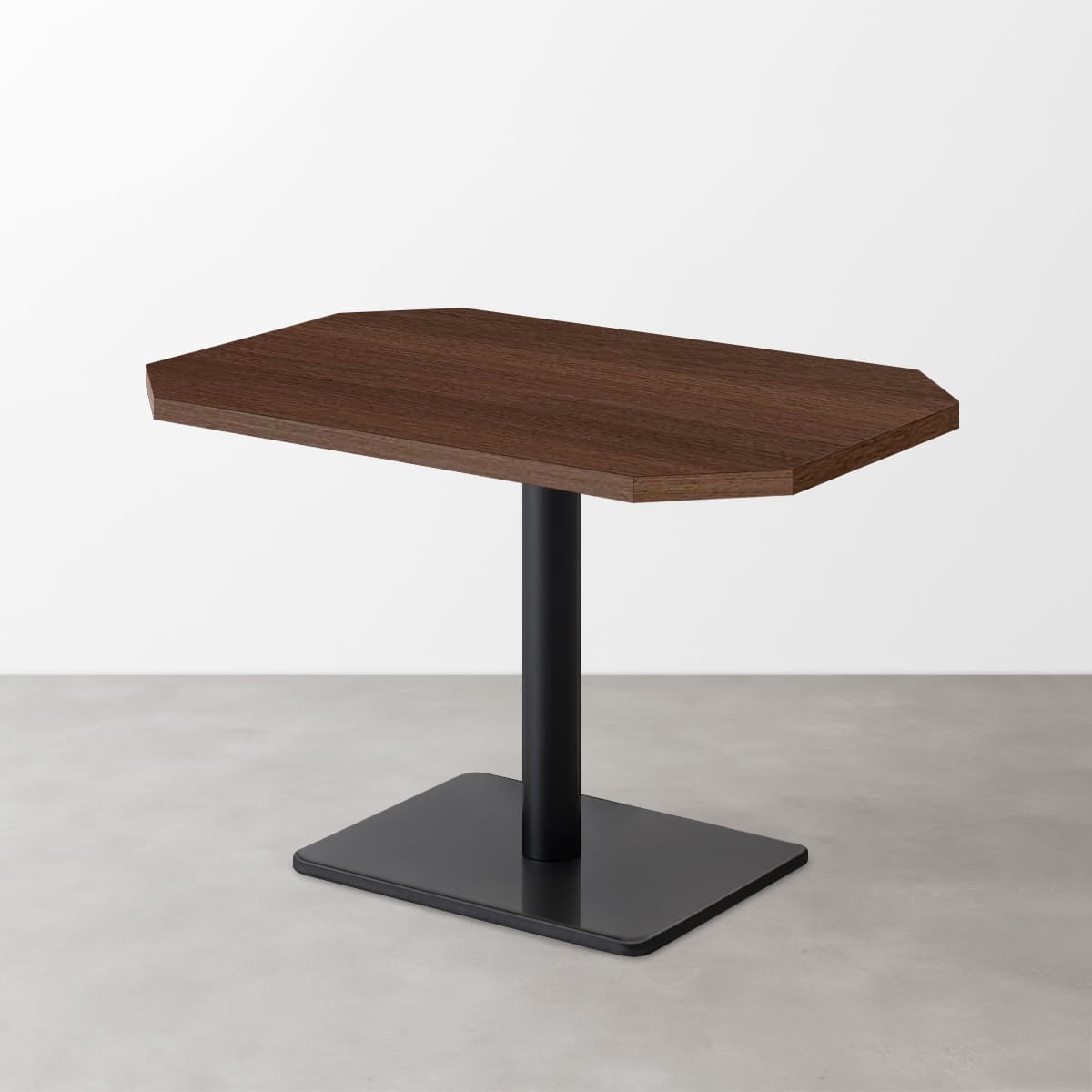 木目 スナックテーブル（角落し天板・D500）ダークブラウン 長方形ベース脚セット-画像1