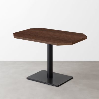 木目 スナックテーブル（角落し天板・D500）ダークブラウン 長方形ベース脚セット