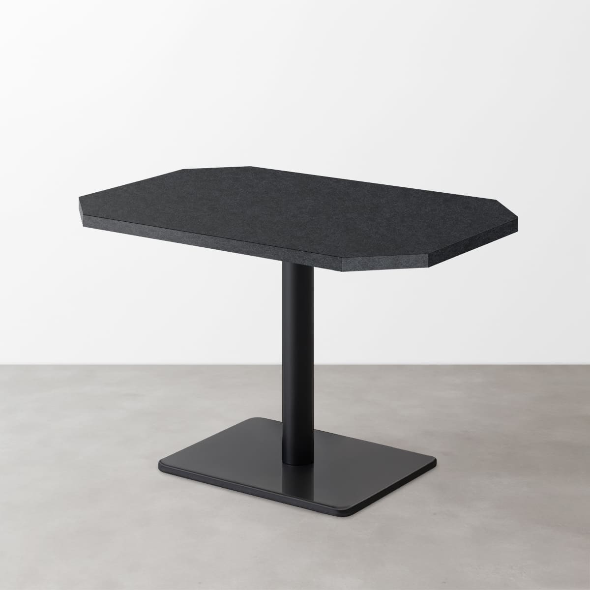 鏡面 スナックテーブル（角落し天板・D500）ダークネイビー 石目調 長方形ベース脚セット-画像1