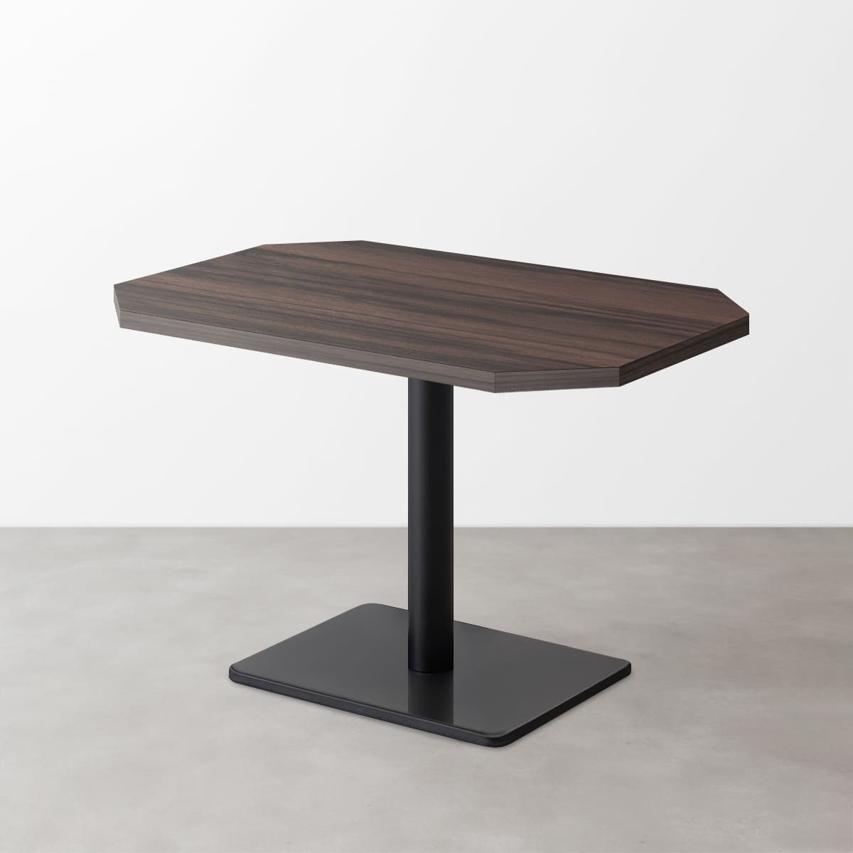 木目鏡面 スナックテーブル（角落し天板・D500）グレイッシュブラウンゼブラ 長方形ベース脚セット-画像1