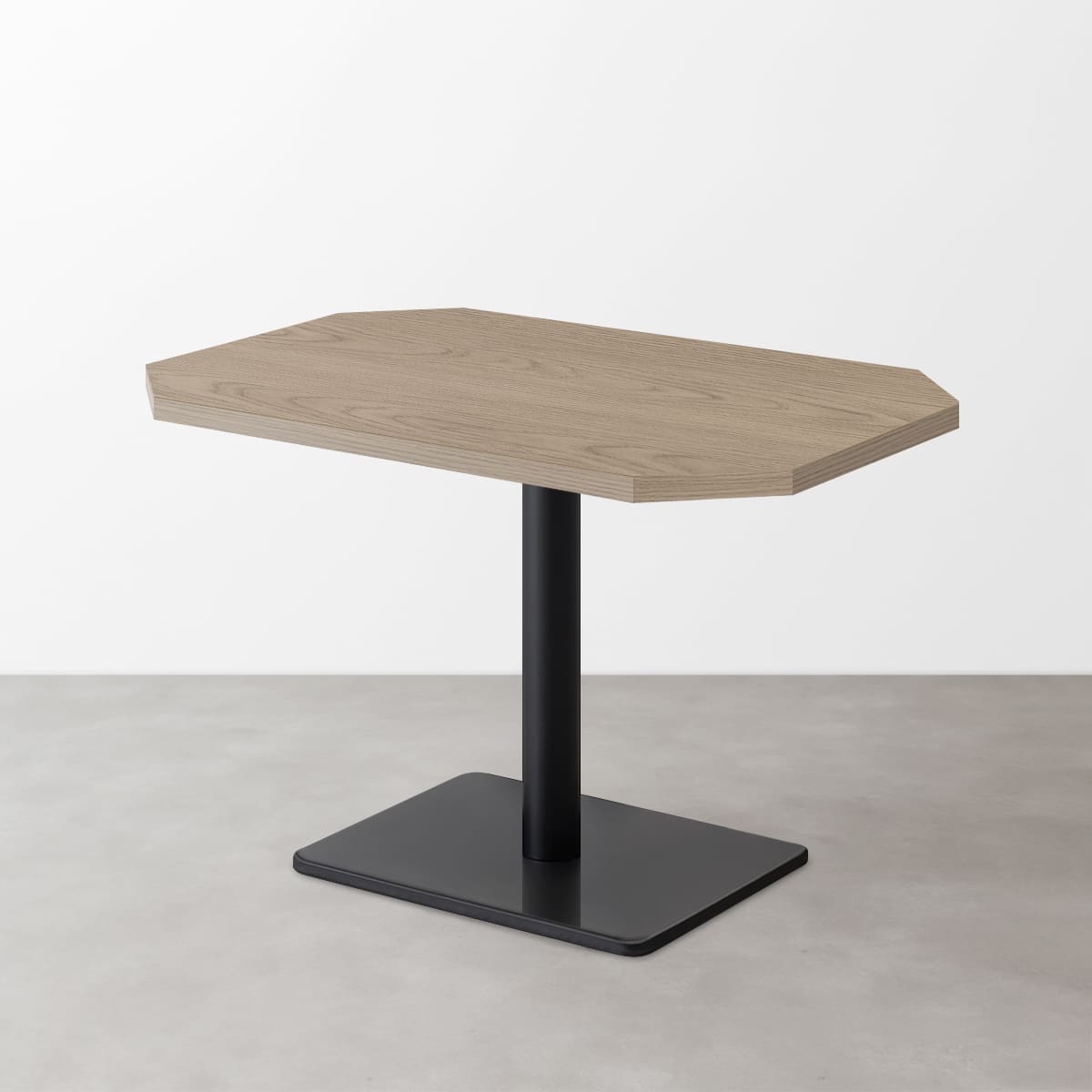 木目 スナックテーブル（角落し天板・D500）グレイッシュベージュ 長方形ベース脚セット-画像1